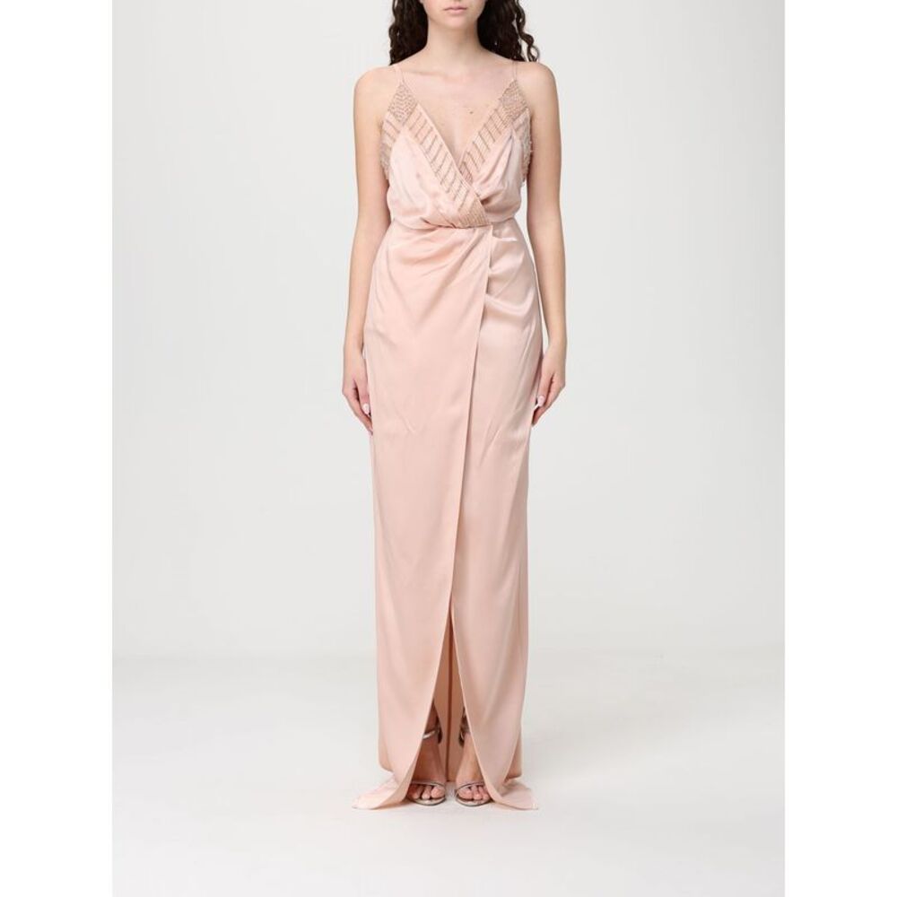 Elisabetta Franchi Women Long Satin Dress With Sequins Elisabetta Franchi